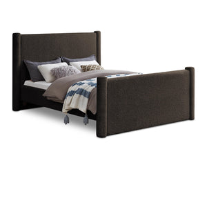 Meridian Elias Brown Boucle Fabric Full Bed