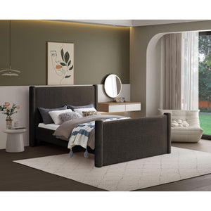 Meridian Elias Brown Boucle Fabric Full Bed