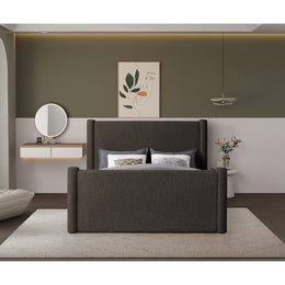 Meridian Elias Brown Boucle Fabric Full Bed