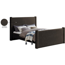 Meridian Elias Brown Boucle Fabric Full Bed