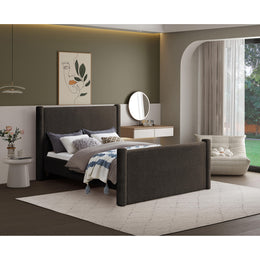 Meridian Elias Brown Boucle Fabric Queen Bed