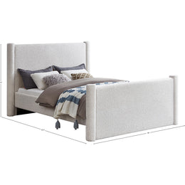 Meridian Elias Cream Boucle Fabric Full Bed
