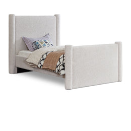 Meridian Elias Cream Boucle Fabric Twin Bed