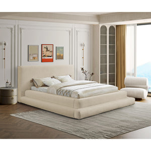 Meridian Dane Beige Teddy Fabric King Bed (3 Boxes)