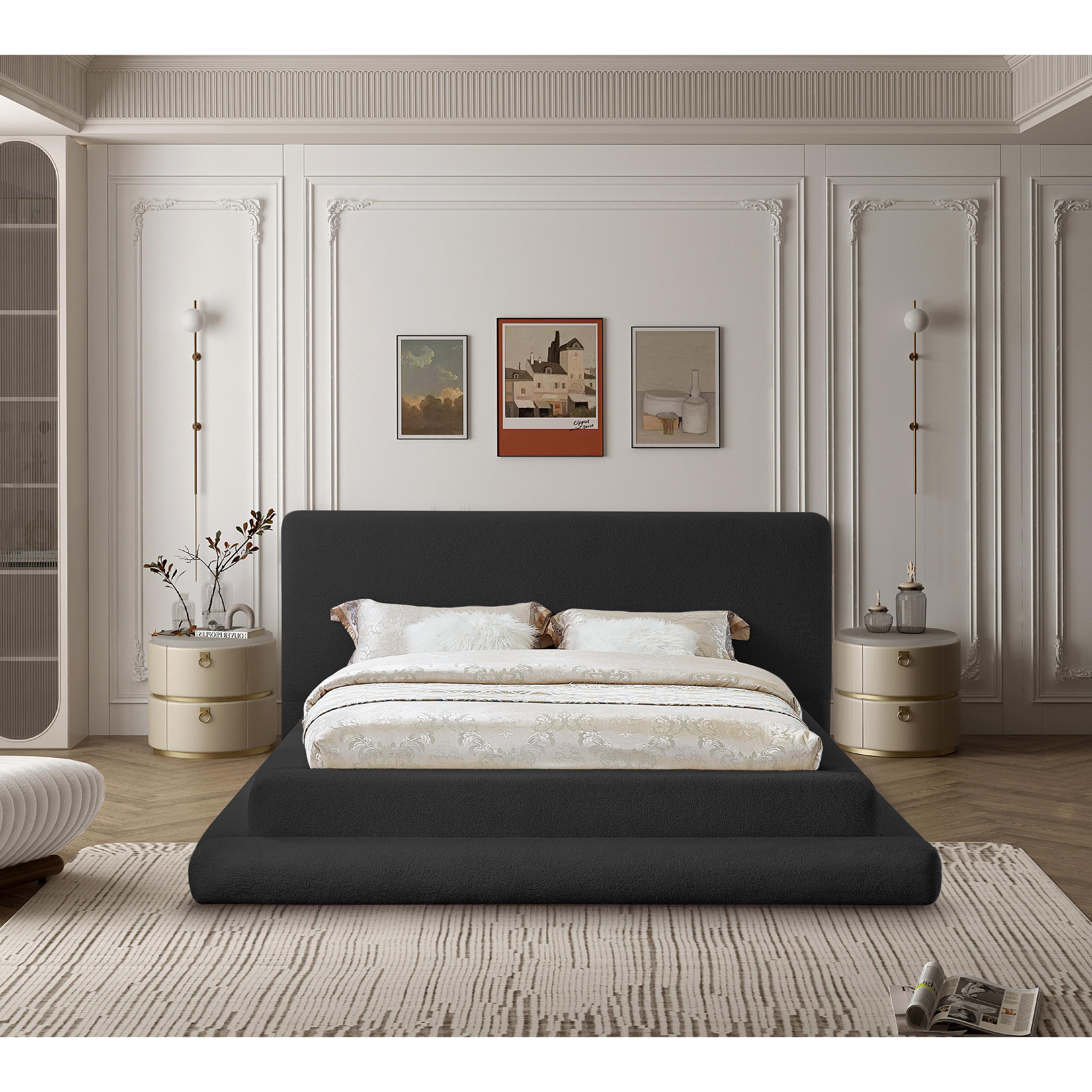 Meridian Dane Black Teddy Fabric Full Bed (3 Boxes)