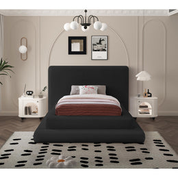 Meridian Dane Black Teddy Fabric Twin Bed (3 Boxes)