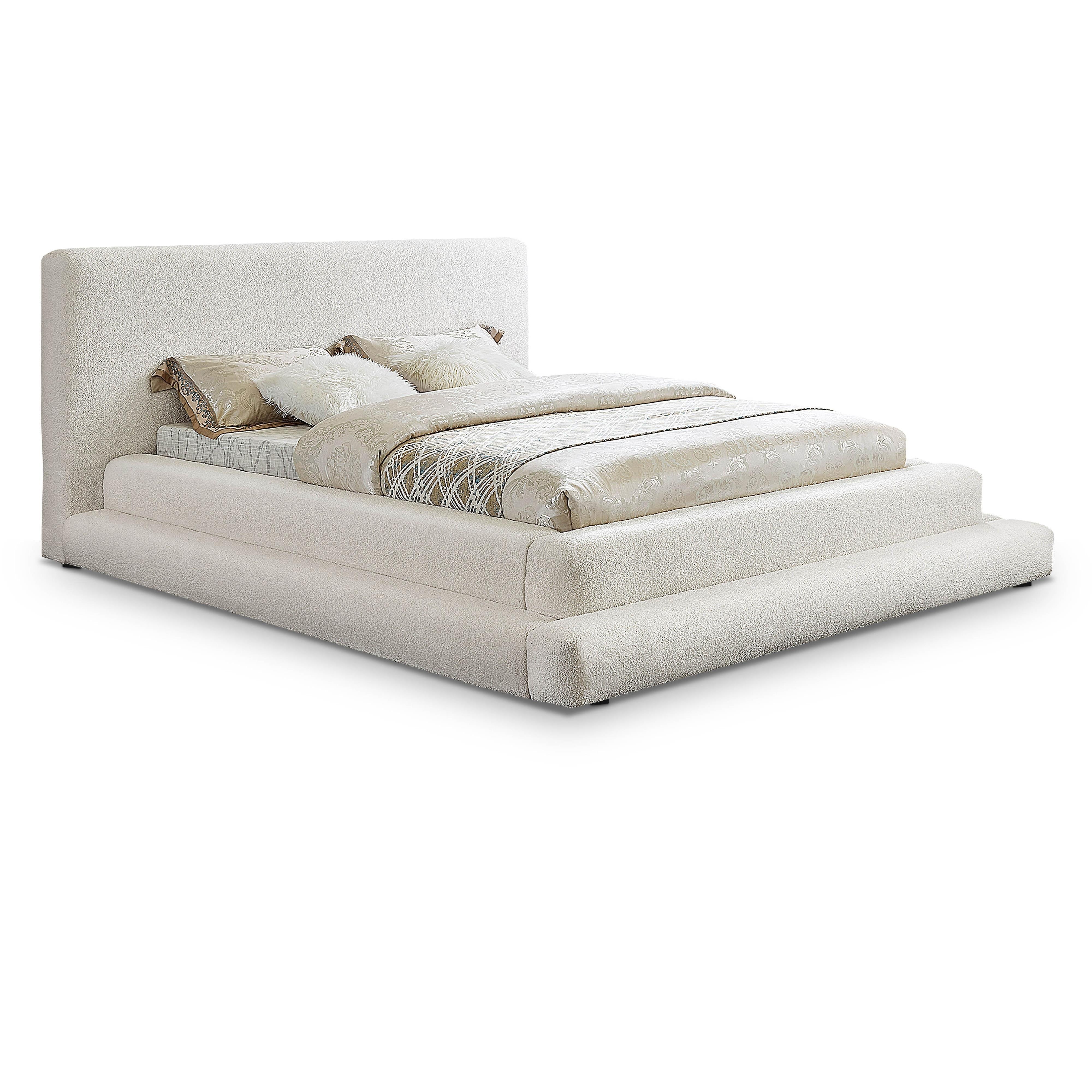 Meridian Dane Cream Teddy Fabric King Bed (3 Boxes)