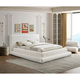 Meridian Dane Cream Teddy Fabric Queen Bed (3 Boxes)