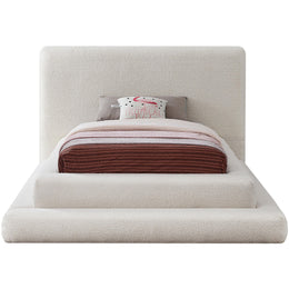 Meridian Dane Cream Teddy Fabric Twin Bed (3 Boxes)