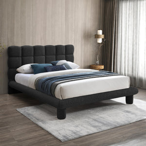 Meridian Deco Black Boucle Fabric King Bed (3 Boxes)
