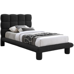 Meridian Deco Black Boucle Fabric Twin Bed (3 Boxes)