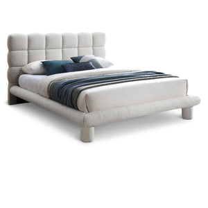 Meridian Deco Cream Boucle Fabric King Bed (3 Boxes)