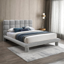 Meridian Deco Grey Boucle Fabric Full Bed (3 Boxes)