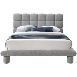 Meridian Deco Grey Boucle Fabric King Bed (3 Boxes)