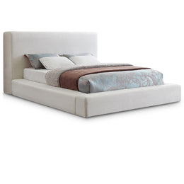 Meridian Devin Cream Linen Textured Fabric King Bed