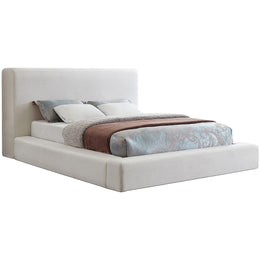 Meridian Devin Cream Linen Textured Fabric Queen Bed