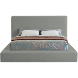 Meridian Devin Grey Linen Textured Fabric Full Bed