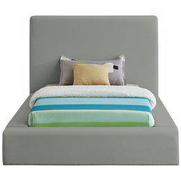 Meridian Devin Grey Linen Textured Fabric Twin Bed