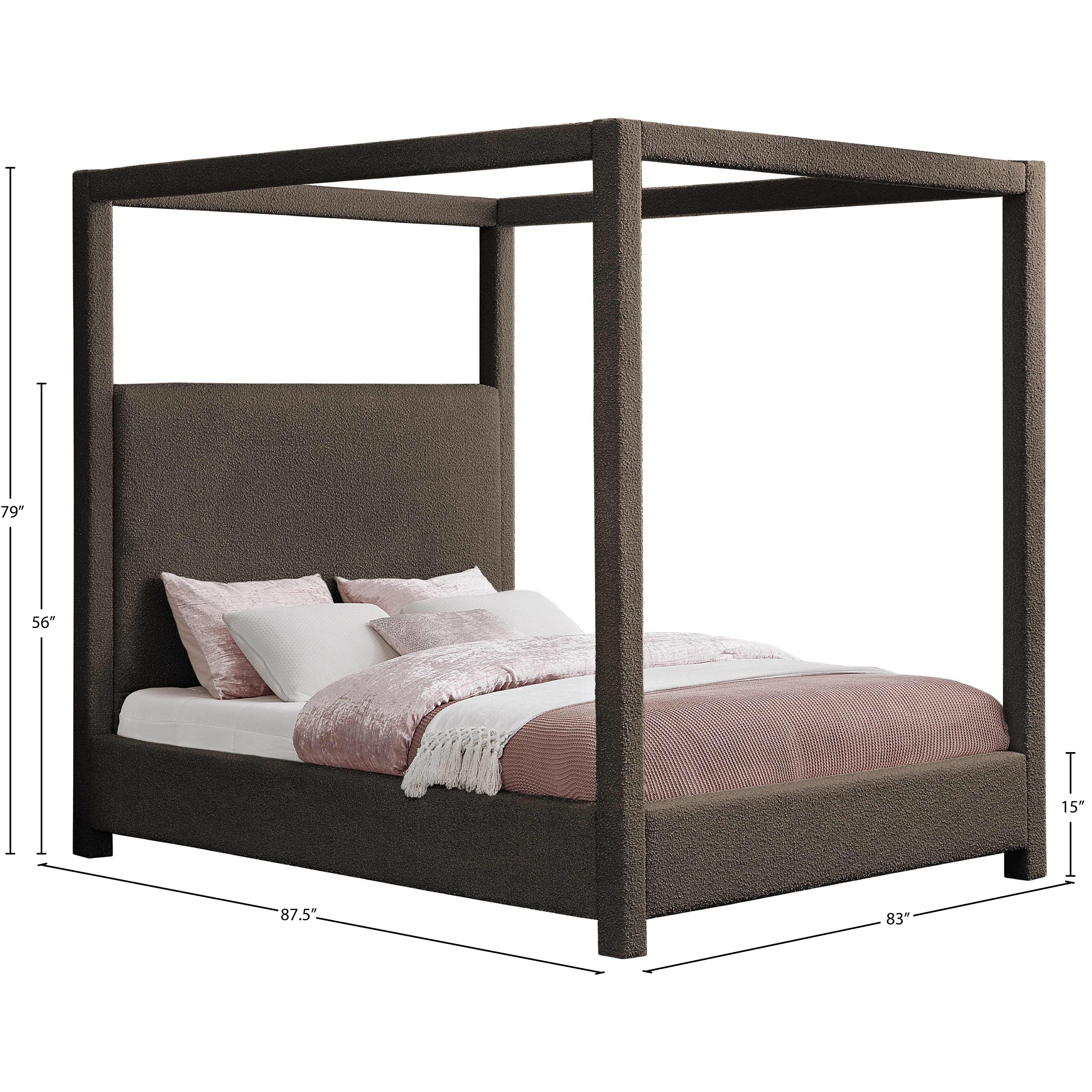 Meridian Eden Brown Boucle Fabric King Bed (3 Boxes)