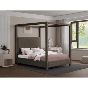 Meridian Eden Brown Boucle Fabric Queen Bed (3 Boxes)