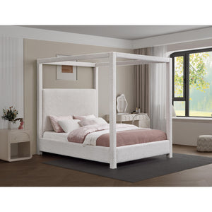 Meridian Eden Cream Boucle Fabric Queen Bed (3 Boxes)