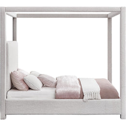 Meridian Eden Cream Boucle Fabric Queen Bed (3 Boxes)