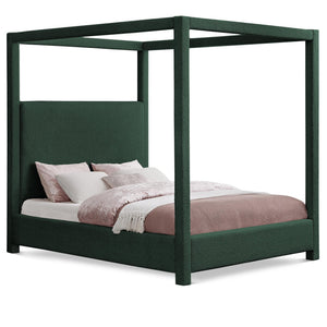 Meridian Eden Green Boucle Fabric Queen Bed (3 Boxes)