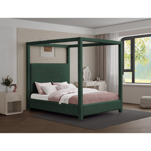 Meridian Eden Green Boucle Fabric Queen Bed (3 Boxes)