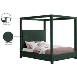 Meridian Eden Green Boucle Fabric Queen Bed (3 Boxes)