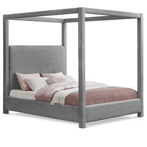 Meridian Eden Grey Boucle Fabric Queen Bed (3 Boxes)