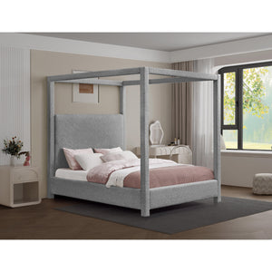 Meridian Eden Grey Boucle Fabric Queen Bed (3 Boxes)