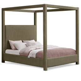 Meridian Eden Olive Boucle Fabric King Bed (3 Boxes)