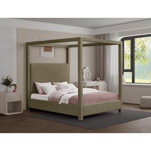 Meridian Eden Olive Boucle Fabric King Bed (3 Boxes)