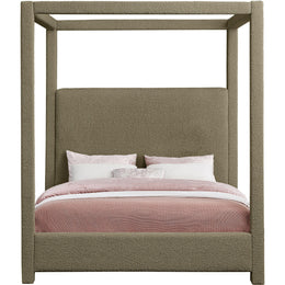 Meridian Eden Olive Boucle Fabric Queen Bed (3 Boxes)