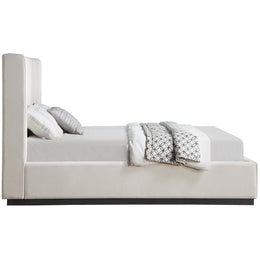 Meridian Flynn Beige Linen Textured Fabric King Bed