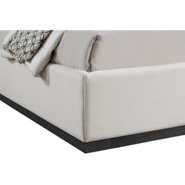 Meridian Flynn Beige Linen Textured Fabric King Bed
