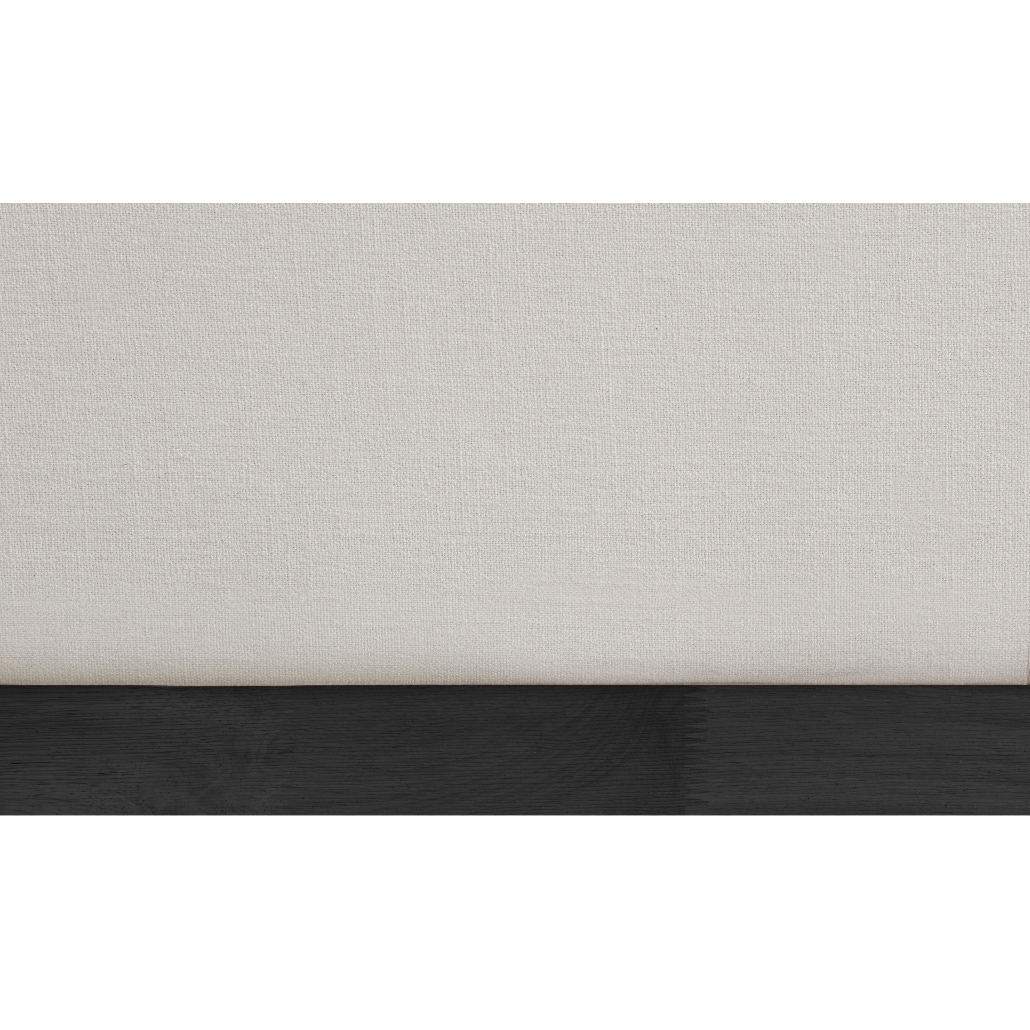 Meridian Flynn Beige Linen Textured Fabric King Bed