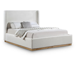 Meridian Flynn Cream Linen Textured Fabric King Bed
