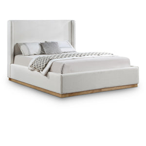 Meridian Flynn Cream Linen Textured Fabric King Bed