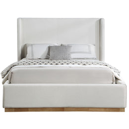Meridian Flynn Cream Linen Textured Fabric King Bed