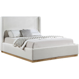 Meridian Flynn Cream Linen Textured Fabric King Bed