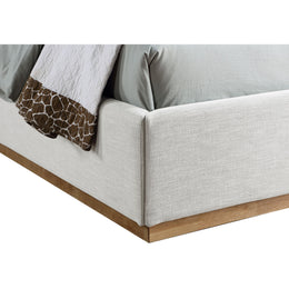 Meridian Flynn Cream Linen Textured Fabric Twin Bed