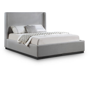 Meridian Flynn Grey Linen Textured Fabric Full Bed