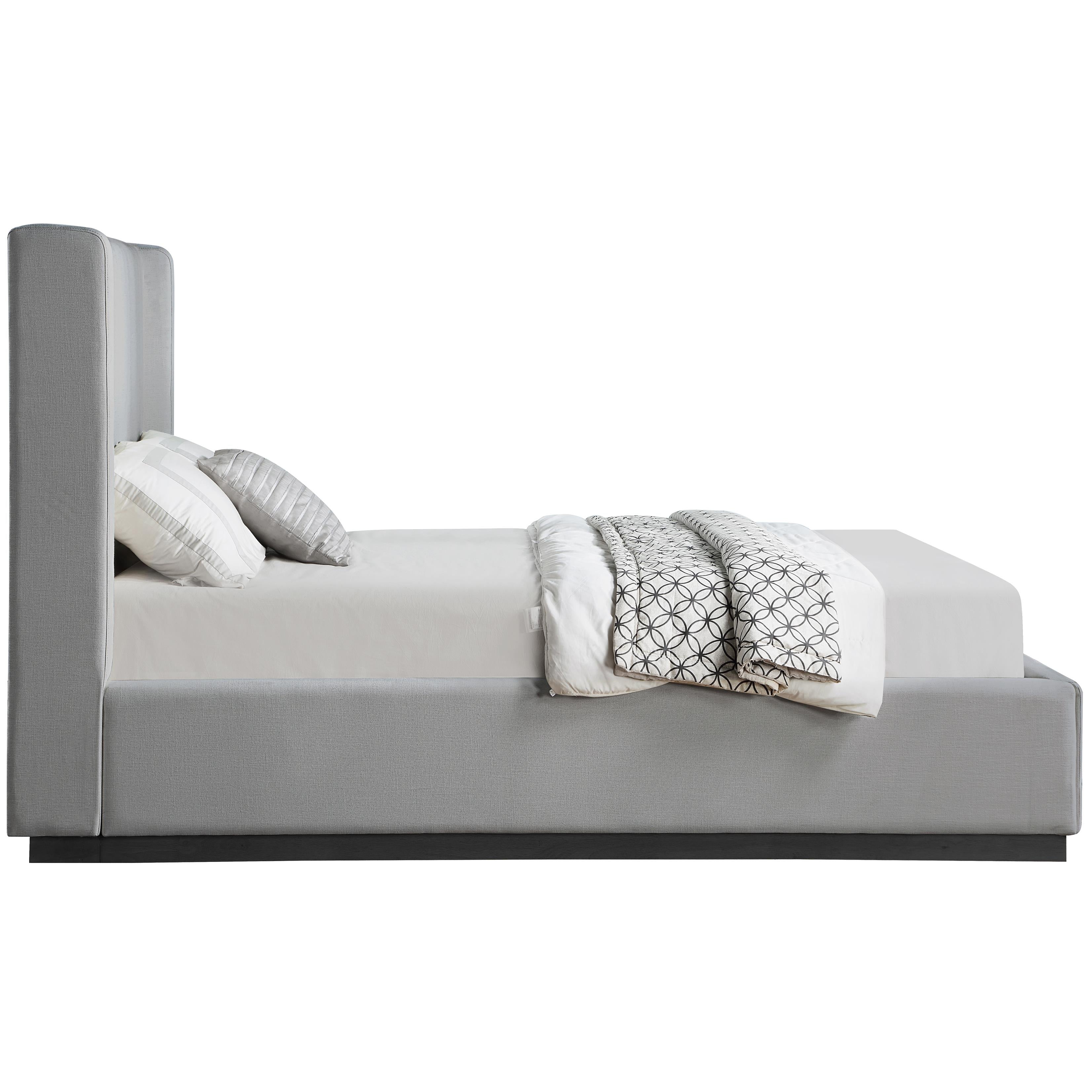 Meridian Flynn Grey Linen Textured Fabric Full Bed