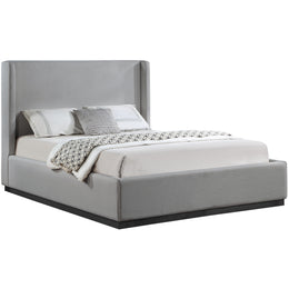 Meridian Flynn Grey Linen Textured Fabric Full Bed