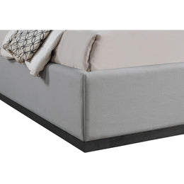 Meridian Flynn Grey Linen Textured Fabric Queen Bed