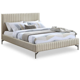 Meridian Gallo Beige Vegan Leather King Bed
