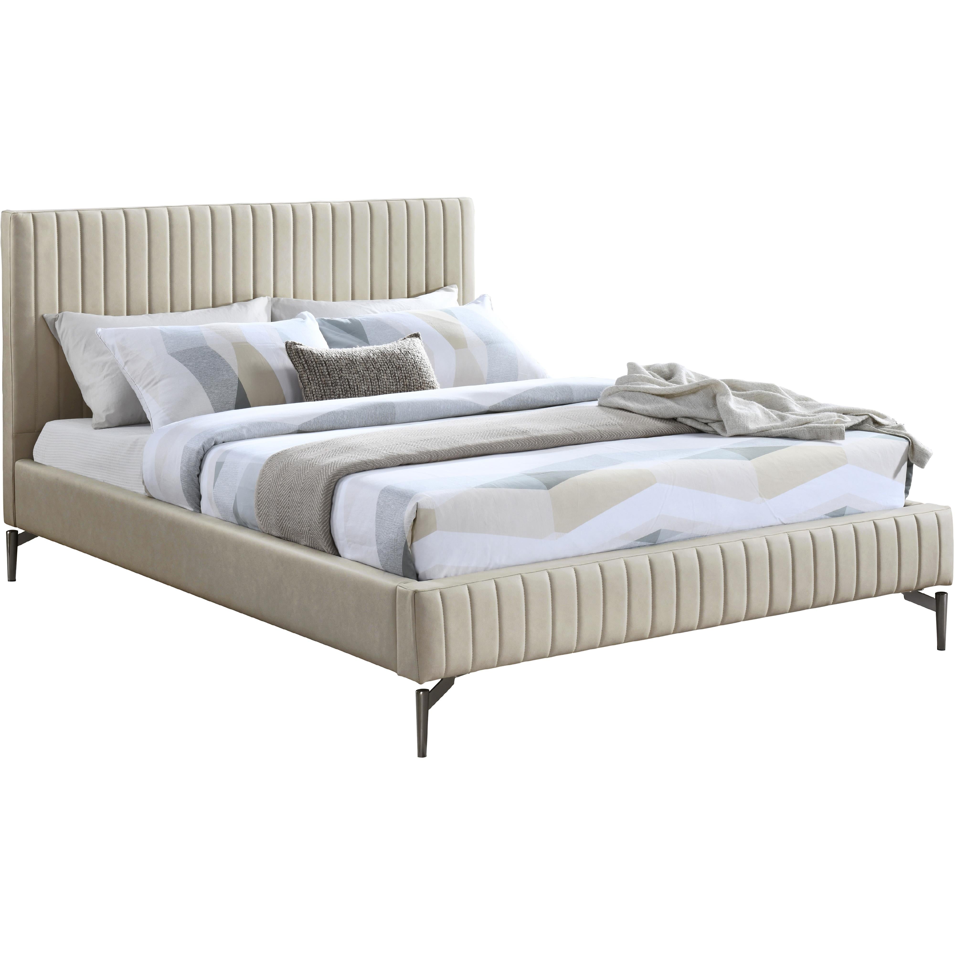 Meridian Gallo Beige Vegan Leather King Bed