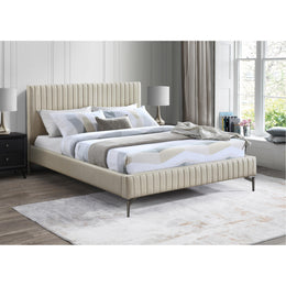 Meridian Gallo Beige Vegan Leather Queen Bed