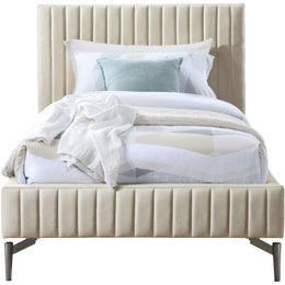 Meridian Gallo Beige Vegan Leather Twin Bed